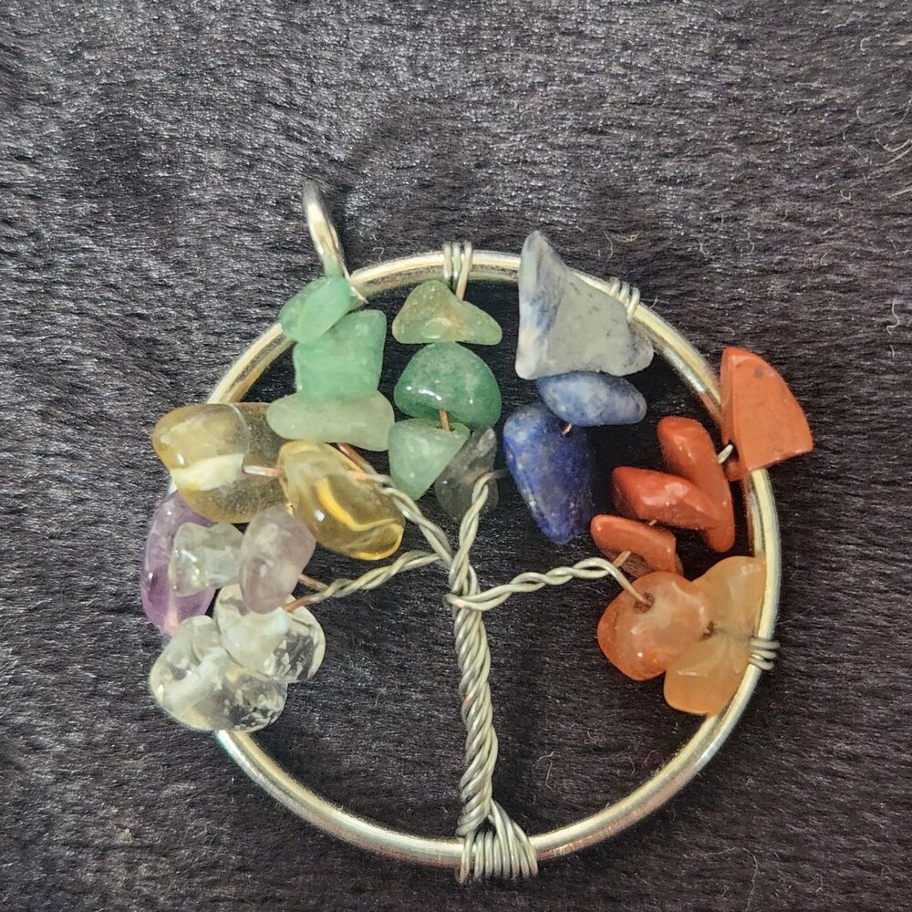 Handmade Multi-Color Tree of Life- Gemstone Chakra Pendant